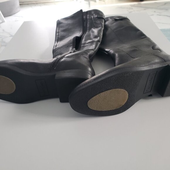 Franco Sarto Castor Leather Knee High Boots Black Size 8.5 Riding Boots - Picture 4 of 7